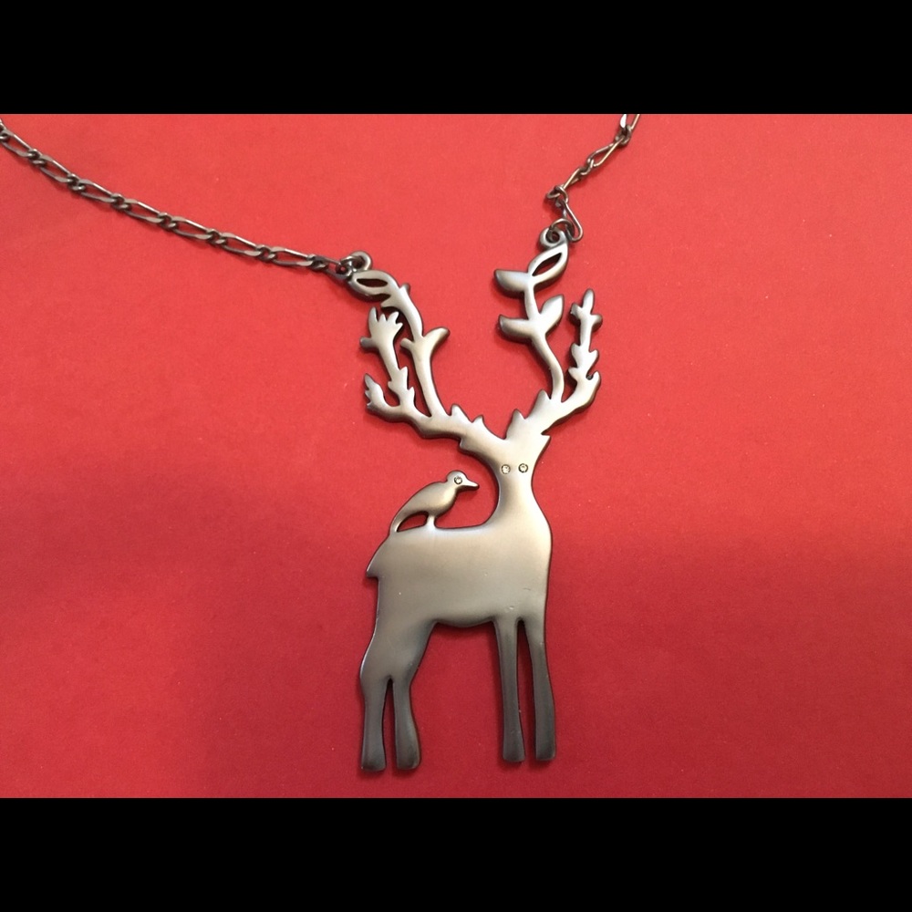 Pewter deer necklace.